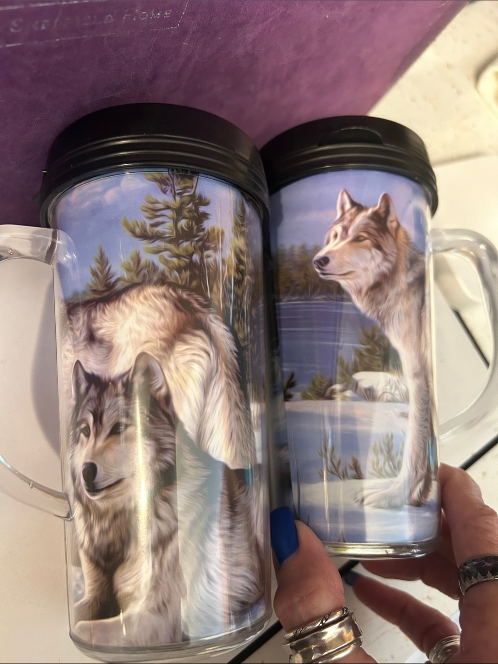 Bundle of 2 Travel Mugs with Wolves 🐺 Artwork